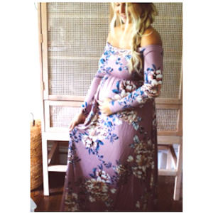 PinkBlush Mauve Off Shoulder Maternity Maxi Dress